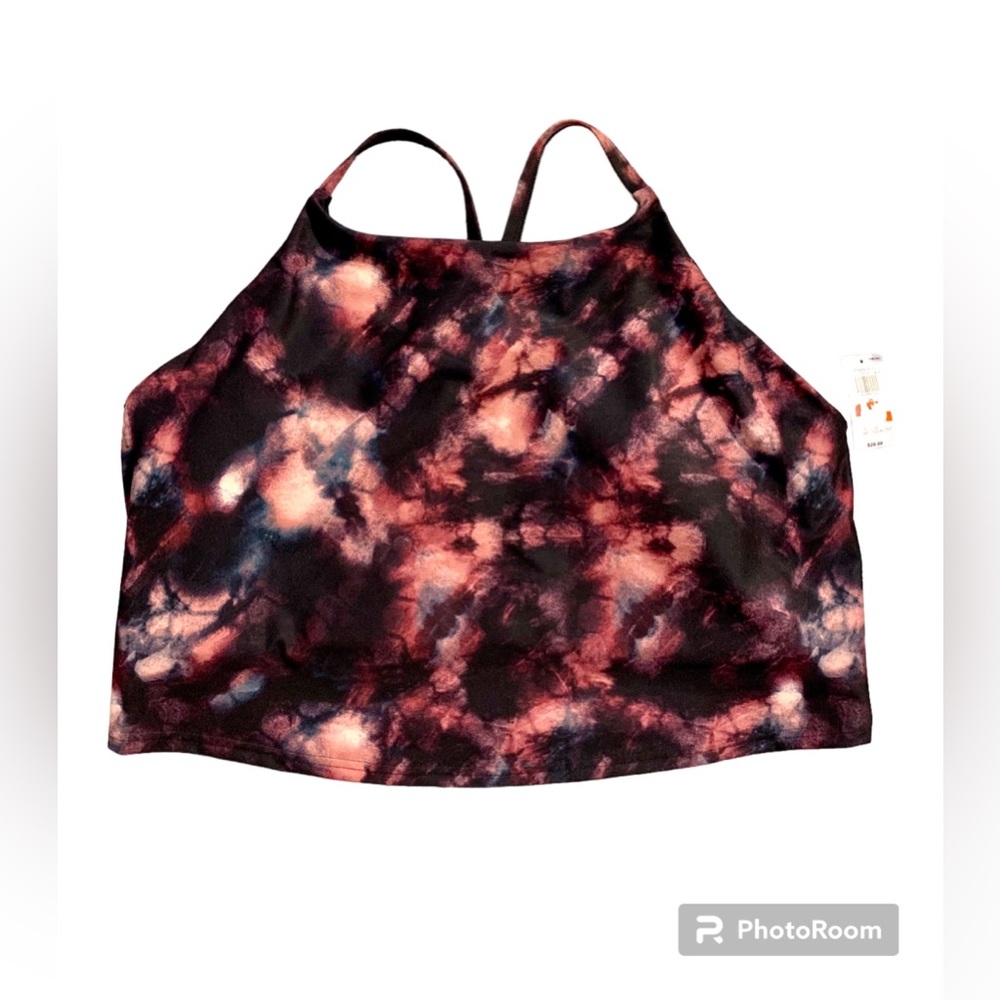 2X Old Navy Active Powersoft Crop Tank Top Marble Plus Size Built In Bra